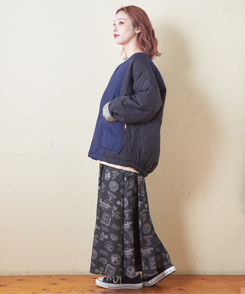 CUBE SUGAR（キューブシュガー）の「ナイロンキルト配色切替ジャケット（ミリタリージャケット・レディース・ベージュ/マルチ/ブラック/カーキ・M）」の6枚目の写真