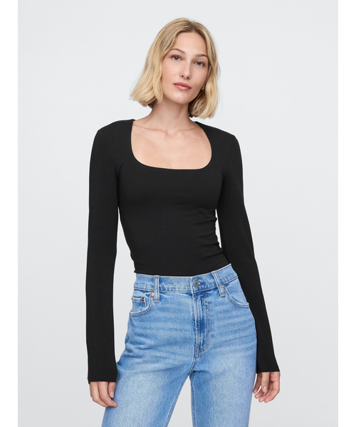 セール】クローズニット ジャージー スクエアネック トップス（Tシャツ