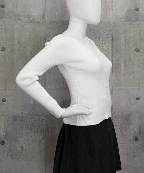 Miniministore(ミニミニストア)の「ニットトップス Vネック レース切替え(ニット/セーター・レディース・ベージュ/ホワイト/ブラック・FREE)」の16枚目の写真