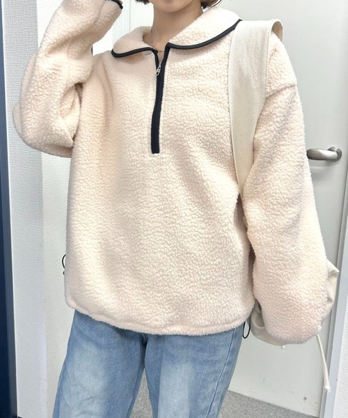 mebole(メボレ)の「ツートンウォームパーカー(Tシャツ/カットソー・レディース・アイボリー/ネイビー・FREE)」の7枚目の写真