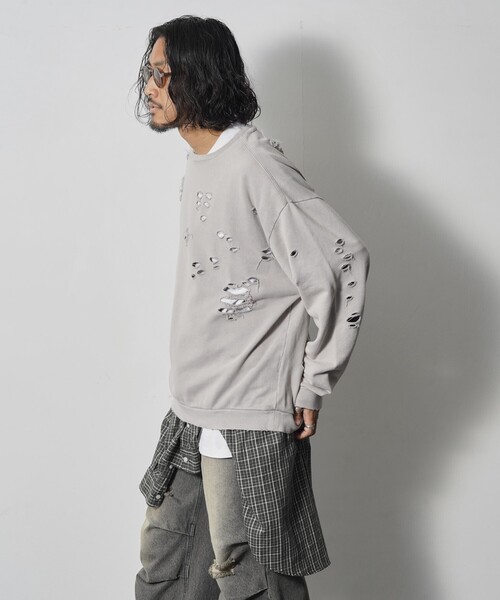 Firsthand（ファーストハンド）の「Firsthand/ファーストハンド DAMAGE CREW SWEAT / ダメージクルースウェット（スウェット・メンズ・オートミール/グレー/ブラック・L/M）」の18枚目の写真