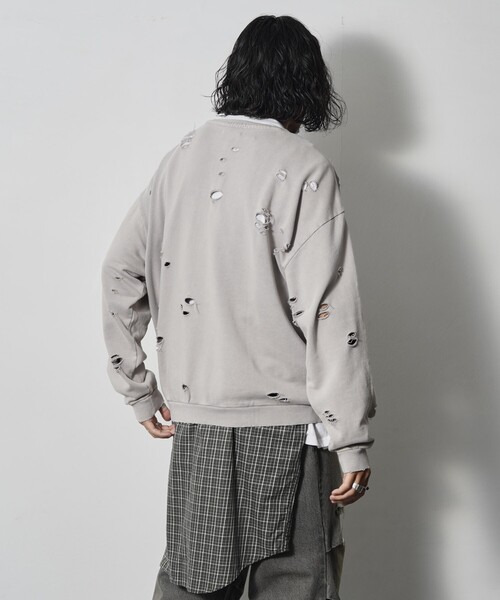 Firsthand（ファーストハンド）の「Firsthand/ファーストハンド DAMAGE CREW SWEAT / ダメージクルースウェット（スウェット・メンズ・オートミール/グレー/ブラック・L/M）」の20枚目の写真