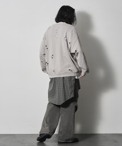 Firsthand（ファーストハンド）の「Firsthand/ファーストハンド DAMAGE CREW SWEAT / ダメージクルースウェット（スウェット・メンズ・オートミール/グレー/ブラック・L/M）」の16枚目の写真