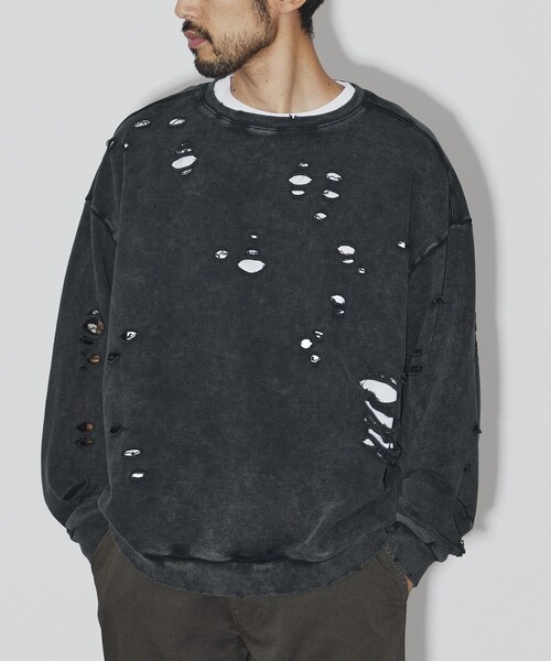 Firsthand（ファーストハンド）の「Firsthand/ファーストハンド DAMAGE CREW SWEAT / ダメージクルースウェット（スウェット・メンズ・オートミール/グレー/ブラック・L/M）」の8枚目の写真