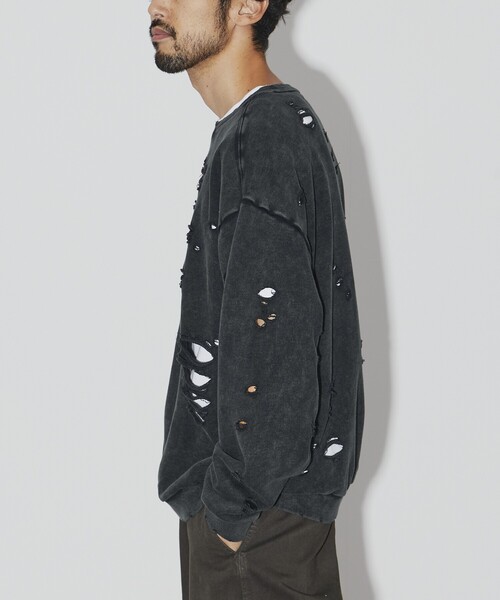 Firsthand（ファーストハンド）の「Firsthand/ファーストハンド DAMAGE CREW SWEAT / ダメージクルースウェット（スウェット・メンズ・オートミール/グレー/ブラック・L/M）」の10枚目の写真
