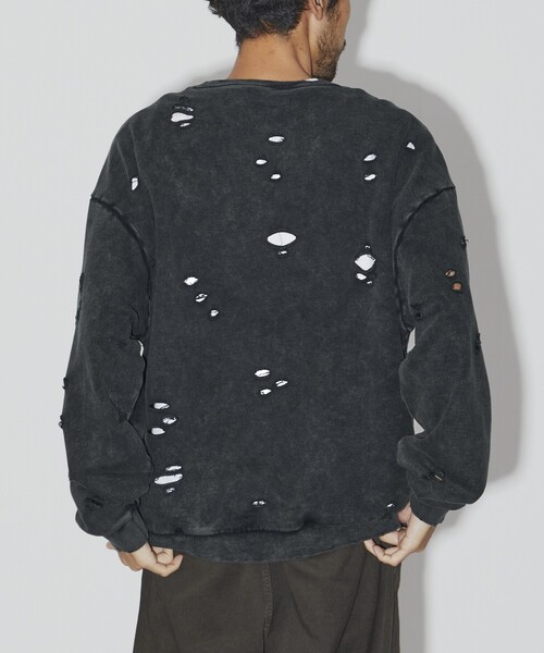 Firsthand（ファーストハンド）の「Firsthand/ファーストハンド DAMAGE CREW SWEAT / ダメージクルースウェット（スウェット・メンズ・オートミール/グレー/ブラック・L/M）」の11枚目の写真