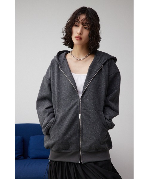 AZUL by moussy（アズールバイマウジー）の「ラメウラケビッグパーカー（パーカー・レディース・チャコールグレー/杢グレー・FREE）」の5枚目の写真
