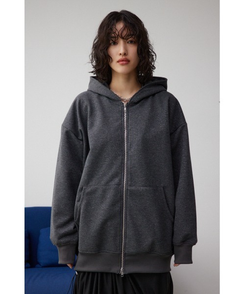 AZUL by moussy（アズールバイマウジー）の「ラメウラケビッグパーカー（パーカー・レディース・チャコールグレー/杢グレー・FREE）」の7枚目の写真