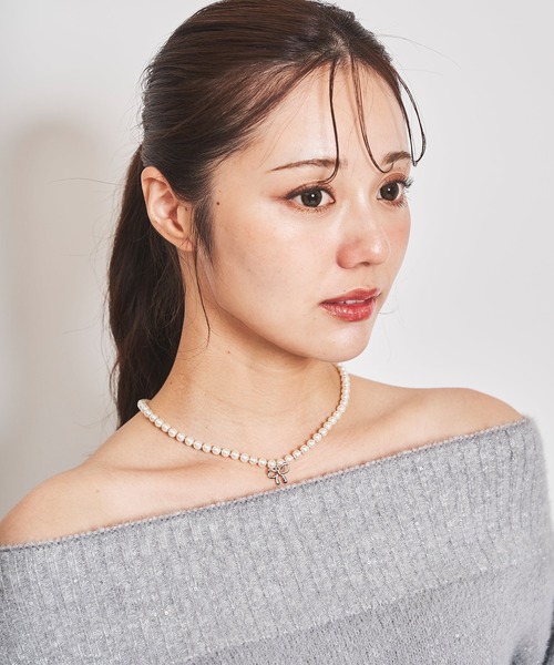 31 Sons de mode（トランテアン　ソン　ドゥ　モード）の「リボンパールネックレス（ネックレス・レディース・ゴールド/シルバー・フリー）」の6枚目の写真