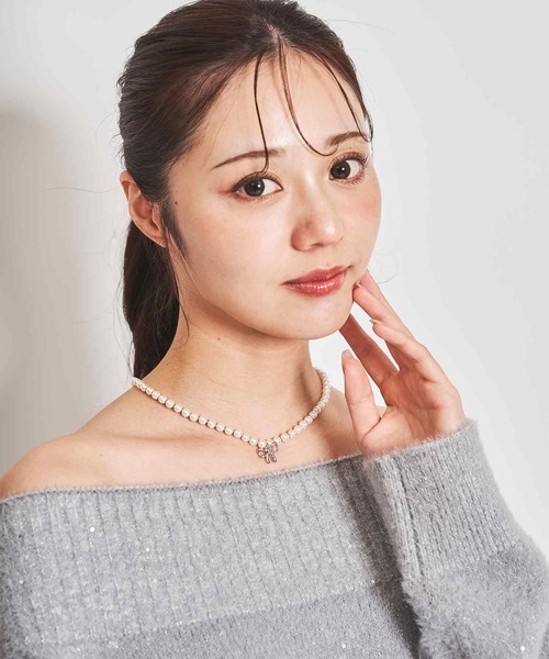 31 Sons de mode（トランテアン　ソン　ドゥ　モード）の「リボンパールネックレス（ネックレス・レディース・ゴールド/シルバー・フリー）」の7枚目の写真