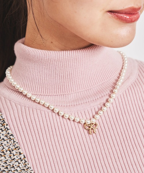 31 Sons de mode（トランテアン　ソン　ドゥ　モード）の「リボンパールネックレス（ネックレス・レディース・ゴールド/シルバー・フリー）」の8枚目の写真