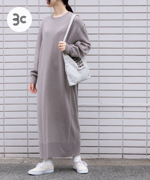 FORK&SPOON(フォークアンドスプーン)の「FORK&SPOON バックジップニットワンピース(ワンピース・レディース・チャコールグレー/ホワイト系その他/ベージュ系その他・1)」の1枚目の写真