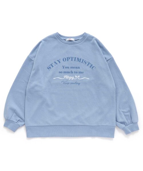 algy（アルジー）の「りぼんロゴトレーナー（スウェット・キッズ・サックスブルー/グレー/ピンク・XX-SMALL/X-SMALL/SMALL/MEDIUM）」の2枚目の写真