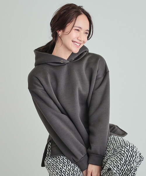 DRESKIP（ドレスキップ）の「◆【S-LL/SHOO WARM】もちっとあったか 裏起毛パーカ（スウェット・レディース・ライトベージュ/オフホワイト/チャコールグレー/ブルー・01/02/03/04）」の3枚目の写真