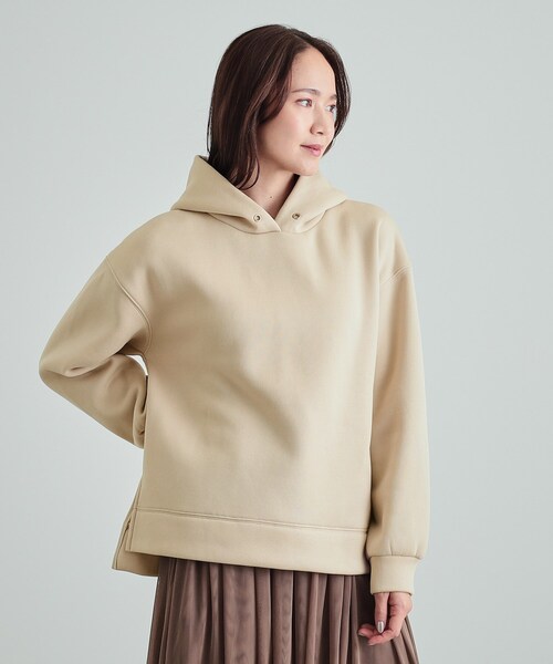 DRESKIP（ドレスキップ）の「◆【S-LL/SHOO WARM】もちっとあったか 裏起毛パーカ（スウェット・レディース・ライトベージュ/オフホワイト/チャコールグレー/ブルー・01/02/03/04）」の13枚目の写真