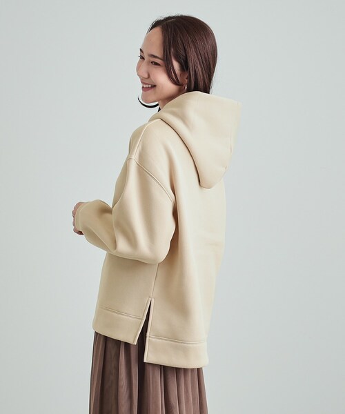 DRESKIP（ドレスキップ）の「◆【S-LL/SHOO WARM】もちっとあったか 裏起毛パーカ（スウェット・レディース・ライトベージュ/オフホワイト/チャコールグレー/ブルー・01/02/03/04）」の14枚目の写真