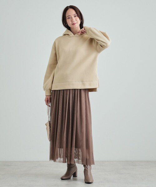 DRESKIP（ドレスキップ）の「◆【S-LL/SHOO WARM】もちっとあったか 裏起毛パーカ（スウェット・レディース・ライトベージュ/オフホワイト/チャコールグレー/ブルー・01/02/03/04）」の15枚目の写真