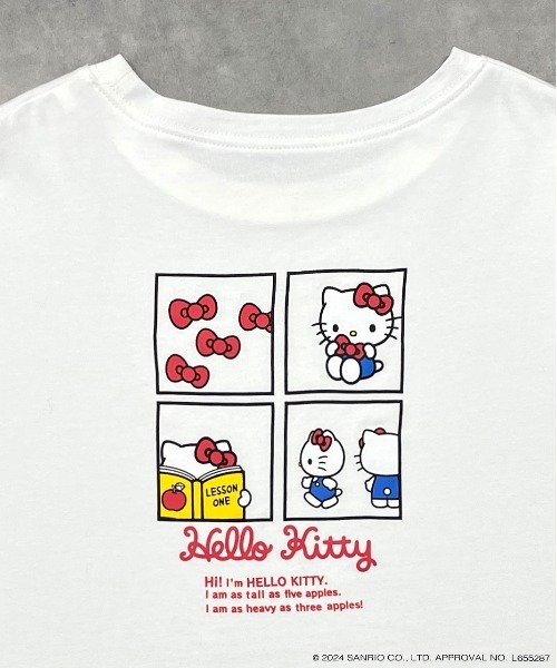 ad thie(アドティエ)の「【HELLO KITTY】 前後プリント ショート丈ロングTシャツ(Tシャツ/カットソー・レディース・オフホワイト/チャコール・FREE)」の10枚目の写真