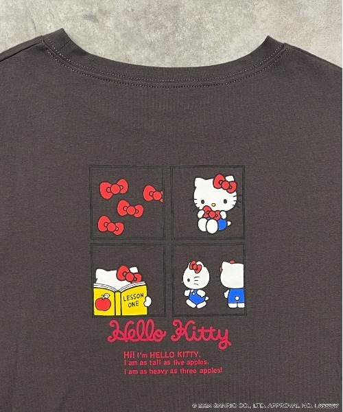 ad thie(アドティエ)の「【HELLO KITTY】 前後プリント ショート丈ロングTシャツ(Tシャツ/カットソー・レディース・オフホワイト/チャコール・FREE)」の11枚目の写真
