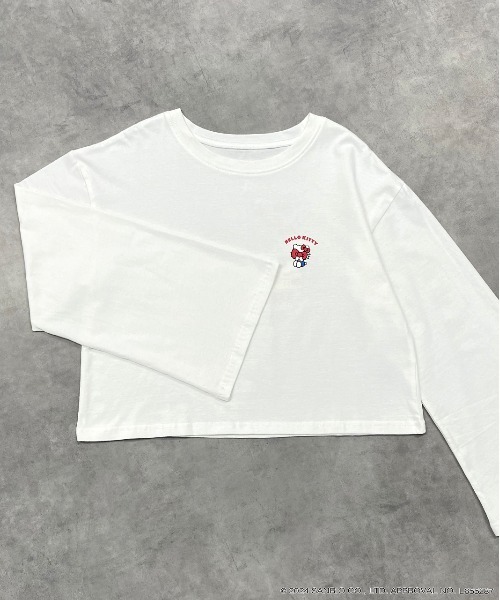 ad thie(アドティエ)の「【HELLO KITTY】 前後プリント ショート丈ロングTシャツ(Tシャツ/カットソー・レディース・オフホワイト/チャコール・FREE)」の12枚目の写真