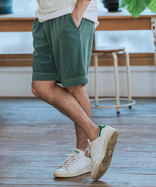 CAMBIO(カンビオ)の「mp13106-Pigment Pile Short Pants パイルショートパンツ(その他パンツ・メンズ・グリーン/ブラック/グレイッシュベージュ・S/M/L)」の1枚目の写真