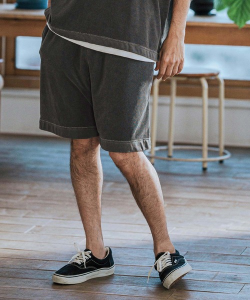 CAMBIO(カンビオ)の「mp13106-Pigment Pile Short Pants パイルショートパンツ(その他パンツ・メンズ・グリーン/ブラック/グレイッシュベージュ・S/M/L)」の4枚目の写真
