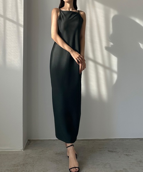 Louere 【取り外し可能パット付き】アメスリストレッチキャミワンピース セール】【取り外し可能パット付き】アメスリストレッチキャミ