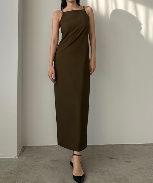 Louere（ルエレ）の「【取り外し可能パット付き】アメスリストレッチキャミワンピース（ワンピース・レディース・チャコール/ブラウン/ブラック・SMALL/MEDIUM/LARGE/X-LARGE）」の18枚目の写真