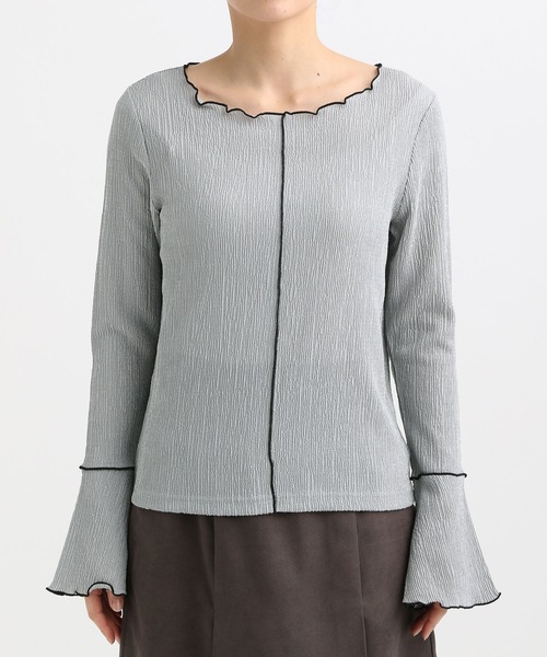 mysty woman（ミスティウーマン）の「配色メロープリーツプルオーバー  315779（Tシャツ/カットソー・レディース・ブラック/グレー/オフホワイト・FREE）」の8枚目の写真