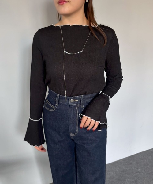 mysty woman（ミスティウーマン）の「配色メロープリーツプルオーバー  315779（Tシャツ/カットソー・レディース・ブラック/グレー/オフホワイト・FREE）」の22枚目の写真