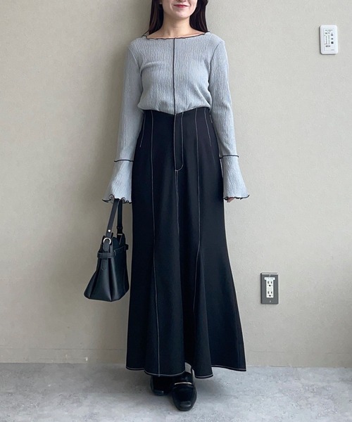 mysty woman（ミスティウーマン）の「配色メロープリーツプルオーバー  315779（Tシャツ/カットソー・レディース・ブラック/グレー/オフホワイト・FREE）」の21枚目の写真