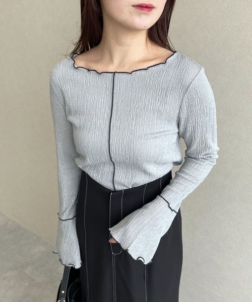 mysty woman（ミスティウーマン）の「配色メロープリーツプルオーバー  315779（Tシャツ/カットソー・レディース・ブラック/グレー/オフホワイト・FREE）」の20枚目の写真