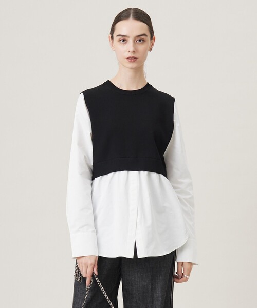 【2WAY・洗える】シャツクロスコンビニットプルオーバー