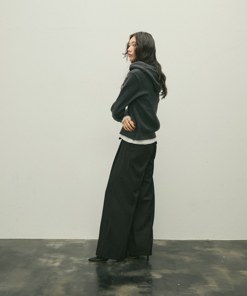 アディアム ADEAM リボンレースドジップニットフーディー RIBBON RACED  