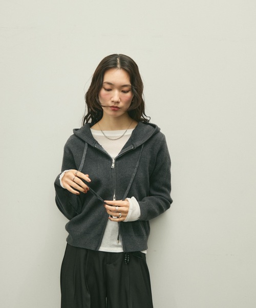 Hood knit zip up / フードニットジップアップ（パーカー