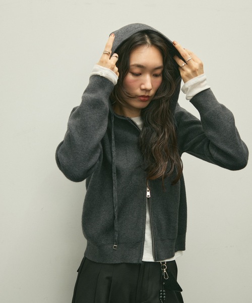Hood knit zip up / フードニットジップアップ（パーカー