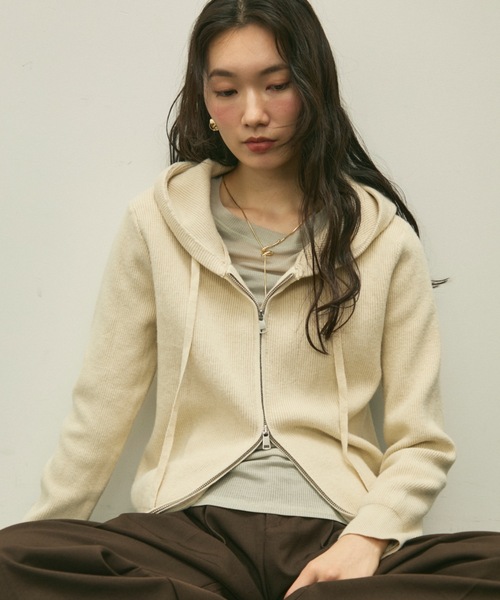 新品 UN3D. KNIT HOODIE ニット パーカー(フリー) Hood knit zip up / フードニットジップアップ（パーカー