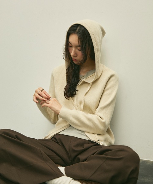 セール】Hood knit zip up / フードニットジップアップ