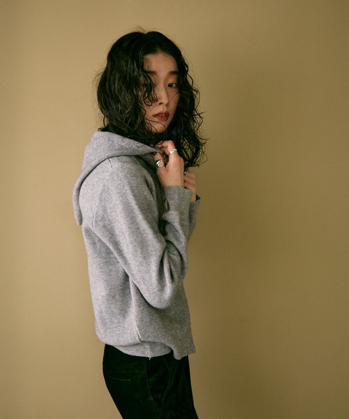 Hood knit zip up / フードニットジップアップ（パーカー）｜Lutim by