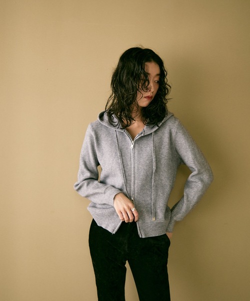 Hood knit zip up / フードニットジップアップ（パーカー）｜Lutim by