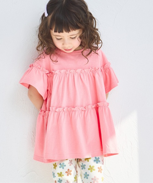 pairmanon(ペアマノン)の「【綿100%】メロー カットソー ティアード 半袖チュニック(Tシャツ/カットソー・キッズ・ベージュ/グリーン系その他/ブラック/ピンク系その他/テラコッタ/ブルー系その他/ブラック系その他/イエロー/ピンク・130/110/140/120/100/150/90)」の9枚目の写真