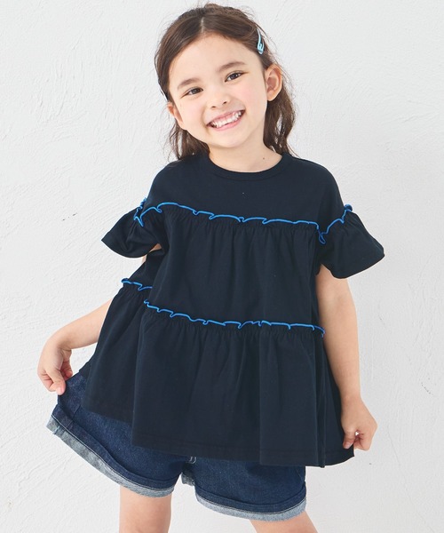 pairmanon(ペアマノン)の「【綿100%】メロー カットソー ティアード 半袖チュニック(Tシャツ/カットソー・キッズ・ベージュ/グリーン系その他/ブラック/ピンク系その他/テラコッタ/ブルー系その他/ブラック系その他/イエロー/ピンク・130/110/140/120/100/150/90)」の15枚目の写真