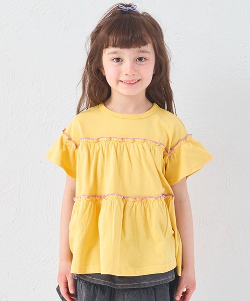 pairmanon(ペアマノン)の「【綿100%】メロー カットソー ティアード 半袖チュニック(Tシャツ/カットソー・キッズ・ベージュ/グリーン系その他/ブラック/ピンク系その他/テラコッタ/ブルー系その他/ブラック系その他/イエロー/ピンク・130/110/140/120/100/150/90)」の19枚目の写真