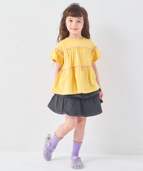 pairmanon(ペアマノン)の「【綿100%】メロー カットソー ティアード 半袖チュニック(Tシャツ/カットソー・キッズ・ベージュ/グリーン系その他/ブラック/ピンク系その他/テラコッタ/ブルー系その他/ブラック系その他/イエロー/ピンク・130/110/140/120/100/150/90)」の20枚目の写真