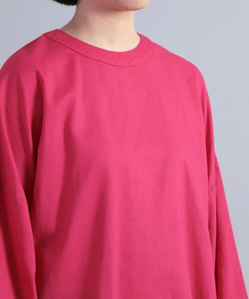 OMNIGOD（オムニゴッド）の「[OMNIGOD womens / オムニゴッド] 綿麻キャンバスクルーネックワンピース（ワンピース・レディース・ブルー/ピンク/グリーン・FREE）」の16枚目の写真