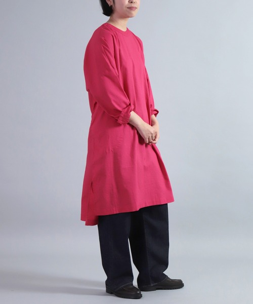 OMNIGOD（オムニゴッド）の「[OMNIGOD womens / オムニゴッド] 綿麻キャンバスクルーネックワンピース（ワンピース・レディース・ブルー/ピンク/グリーン・FREE）」の10枚目の写真