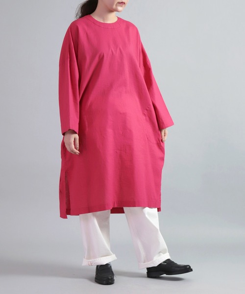 OMNIGOD（オムニゴッド）の「[OMNIGOD womens / オムニゴッド] 綿麻キャンバスクルーネックワンピース（ワンピース・レディース・ブルー/ピンク/グリーン・FREE）」の11枚目の写真