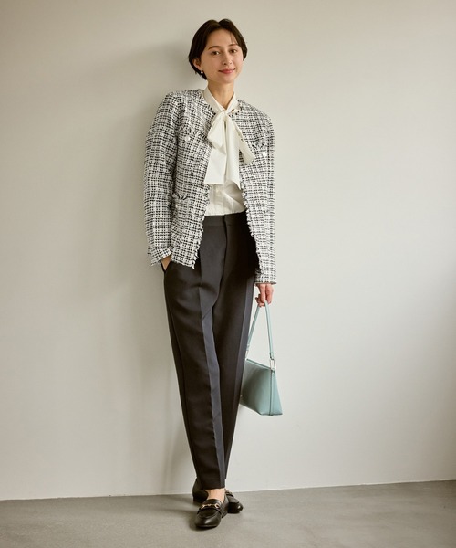 junemom　リピート割 セレモニー・通勤対応/ツイードジャケット/リンクコーデ（ノーカラー