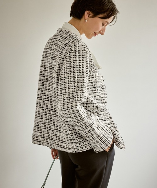 セレモニー・通勤対応/ツイードジャケット/リンクコーデ（ノーカラー