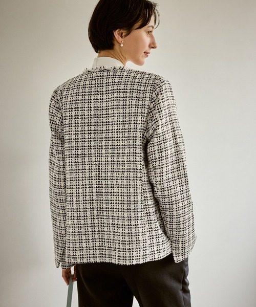 セレモニー・通勤対応/ツイードジャケット/リンクコーデ（ノーカラー